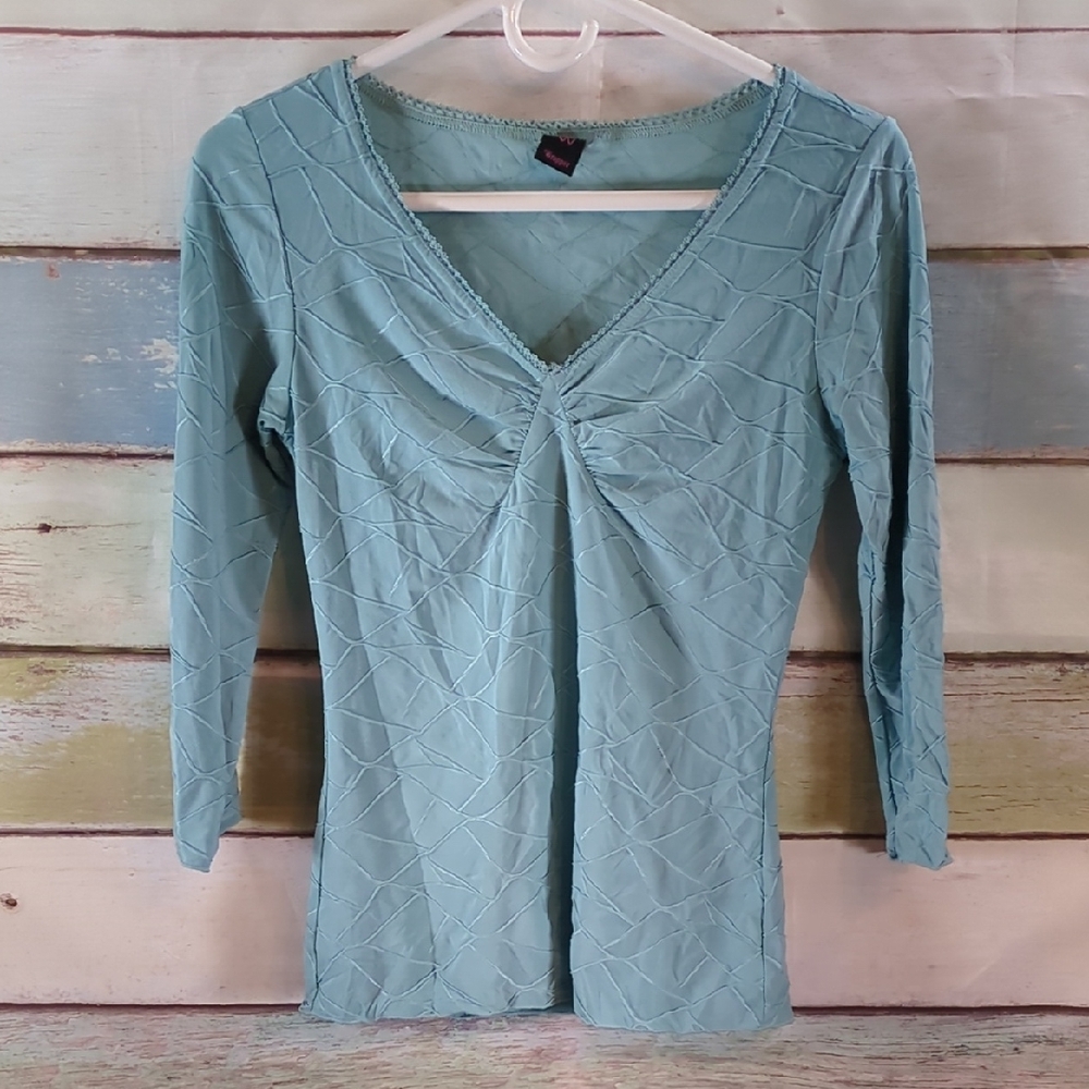 Wrapper Green Ruched Fitted Blouse